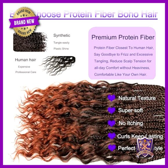 18 Inch Goddess Box Braids Crochet Hair Protein Fiber Pre Looped main image 6